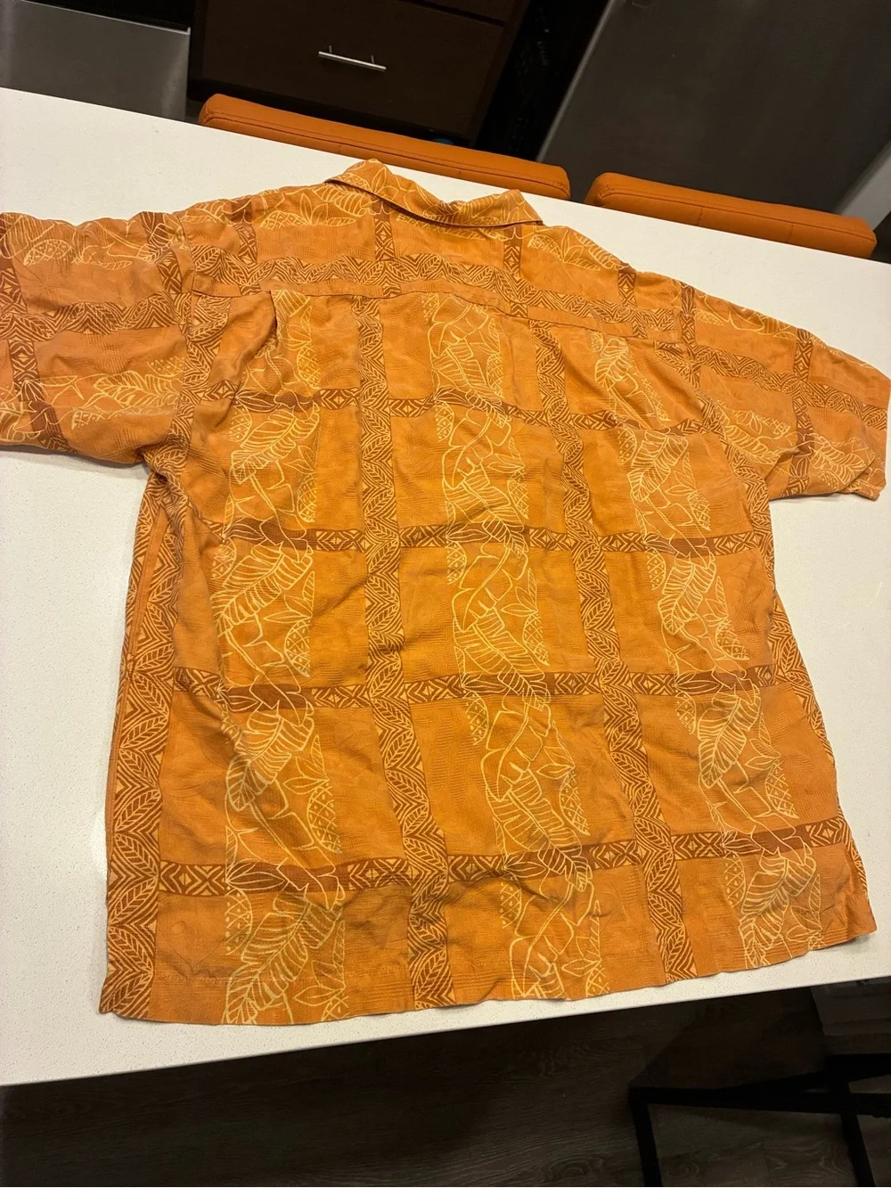 Vintage Tommy Bahama 100% Silk Orange Hawaiian Shirt